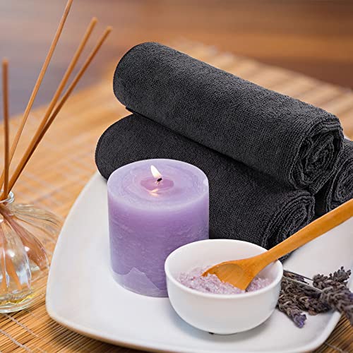 Black Microfiber Towels, Pack of 12, 16 x 27 Inches Q70670