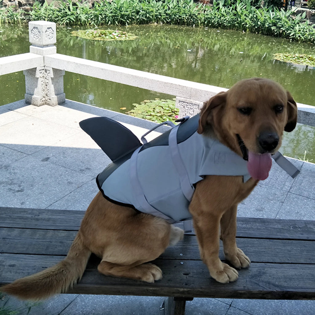Dog Pet Shark Swimsuit Vest Safety Wear Preserver Q4226