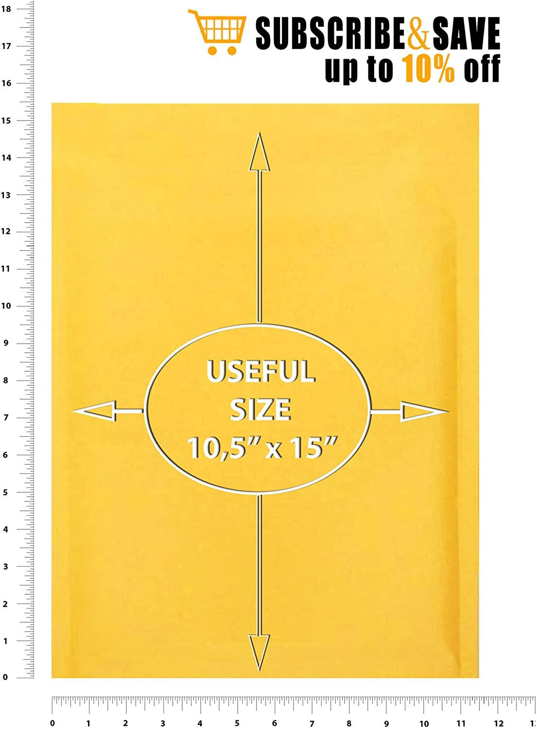 300 Pack Kraft Self Seal Bubble Mailers Padded Envelopes 10.5x22 x 15x22 R51868