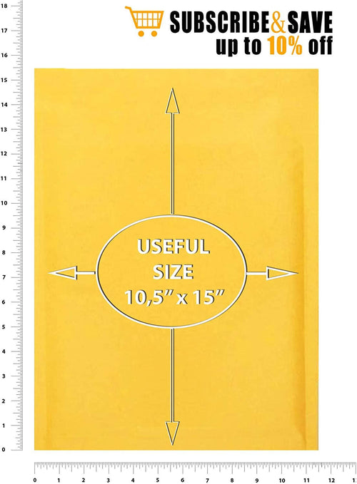 300 Pack Kraft Self Seal Bubble Mailers Padded Envelopes 10.5x22 x 15x22 R51868