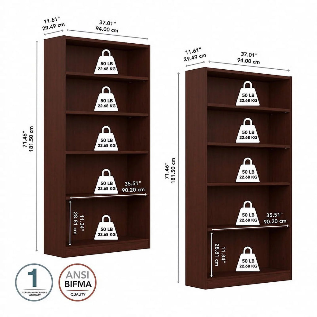 5 Shelf Bookcase Set of 2 Y962528