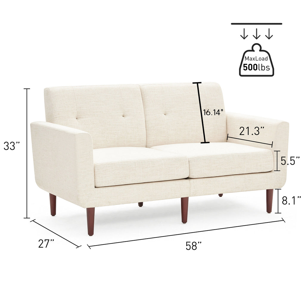 Blue Button Tufted Fabric Loveseat X776