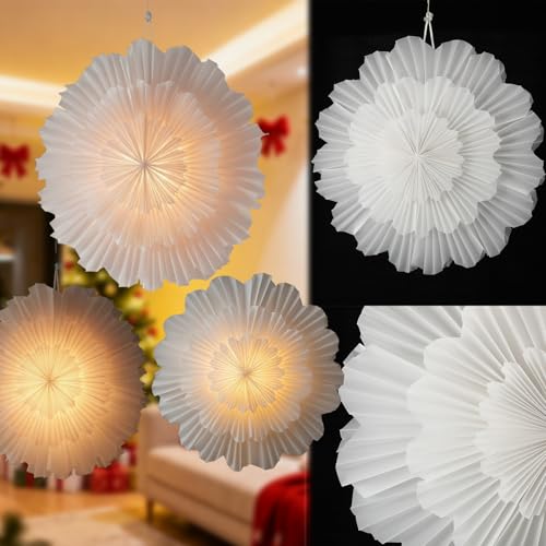 3 Pcs 15.7 Inch Christmas Paper Snowflake Lantern Set K45912
