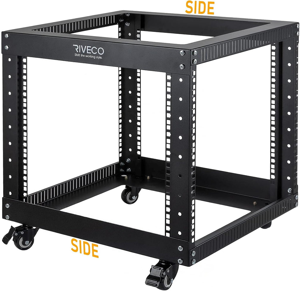 9U Open Frame Server Rack with Casters Black E25576