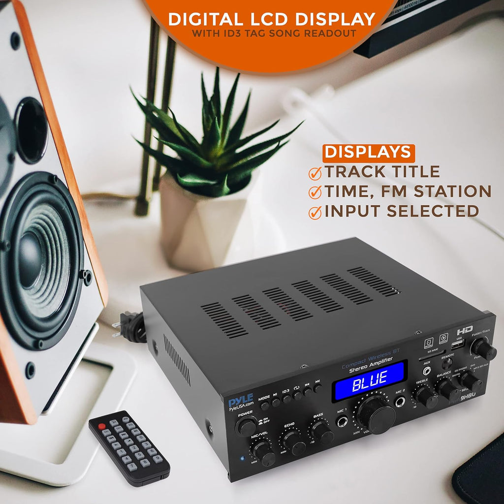 200 Watt Multi-Channel Wireless Bluetooth Home Stereo Amplifier J422