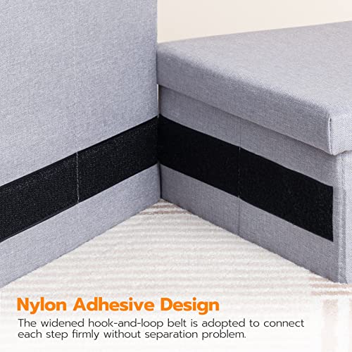 Gray 3 Steps Dog Stairs with Storage K725