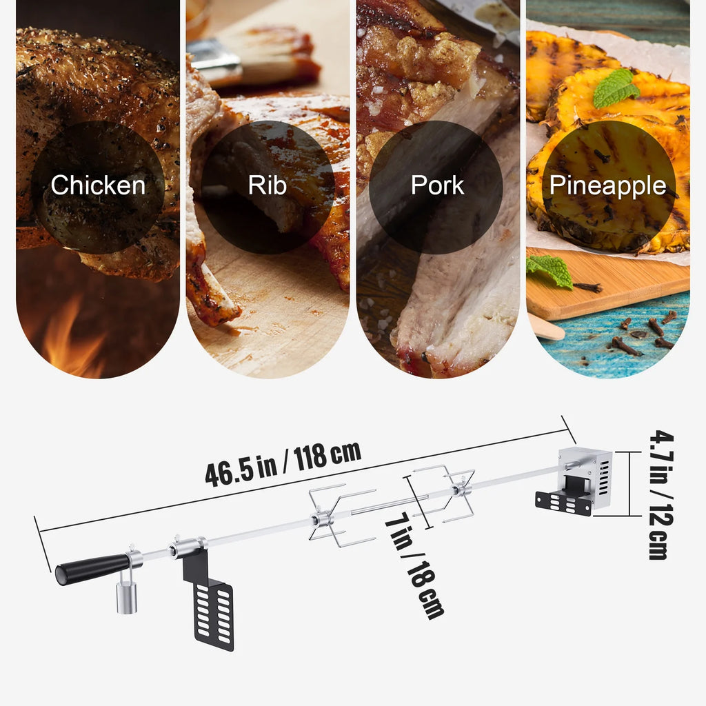 Universal Grill Rotisserie Kit BBQ Roaster 32"/39" Spit Rod Electric Motor S2574