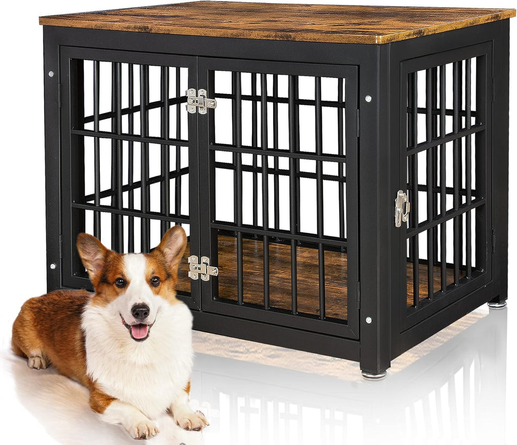 32'' Wood Dog Crate Furniture with Double Doors X8425