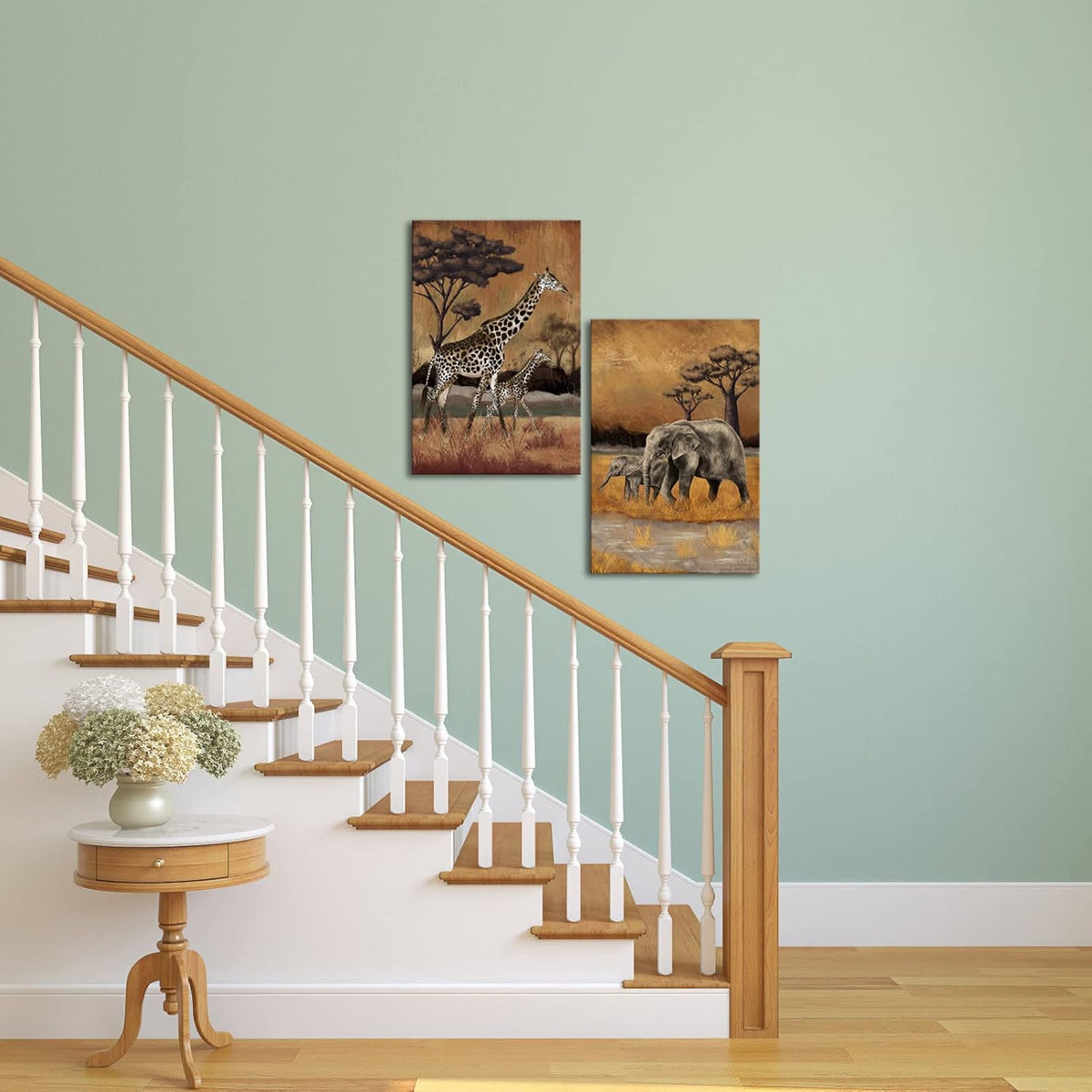 2 Pieces Vintage Safari Wildlife Animal Wall Art U3611