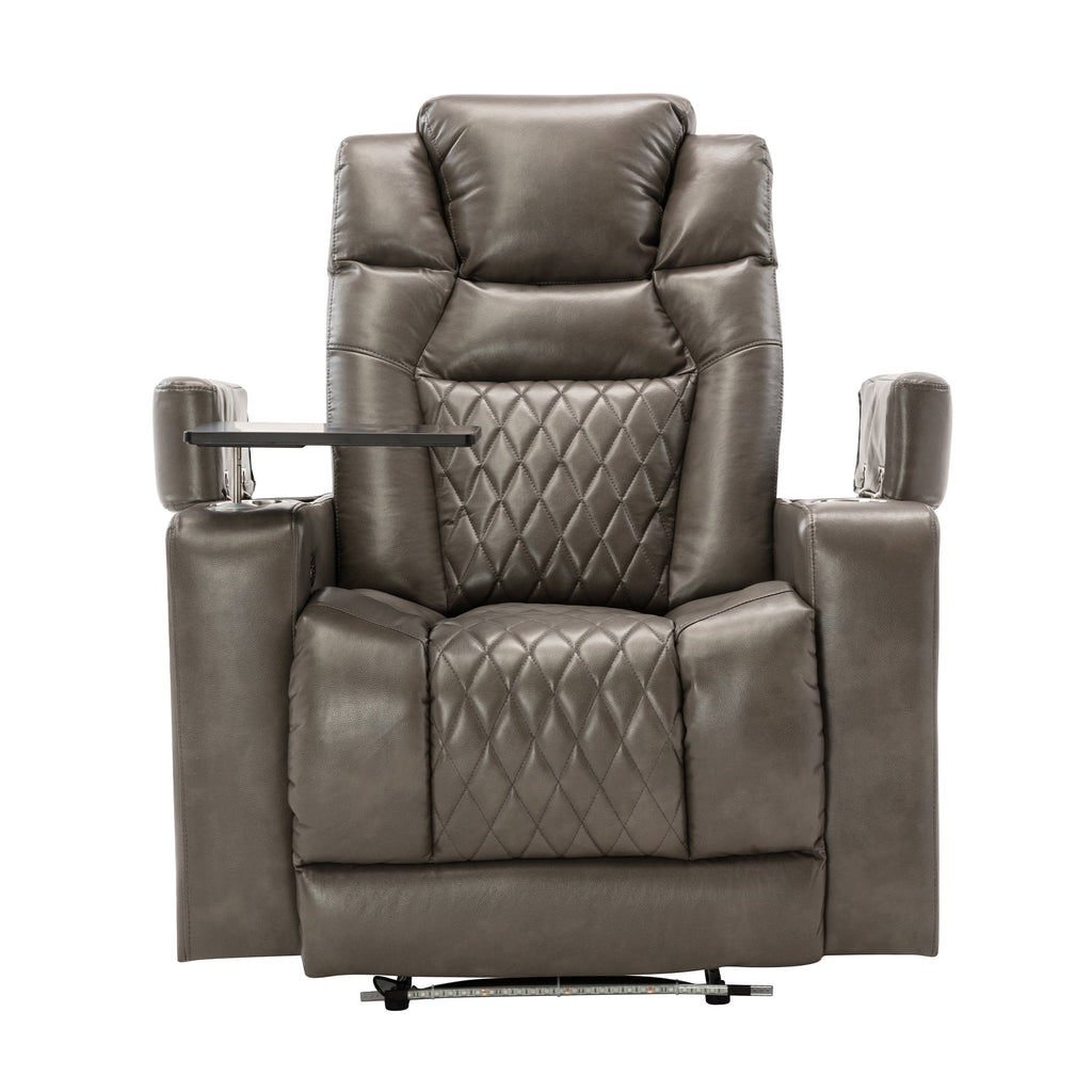 Power Motion Recliner with USB Charging Port and Hidden Arm Storage, 2 Cup Holders, 360° Swivel Tray Table F777720