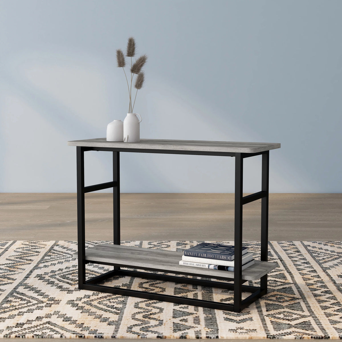 Oak Side Table with Lower Shelf P92013