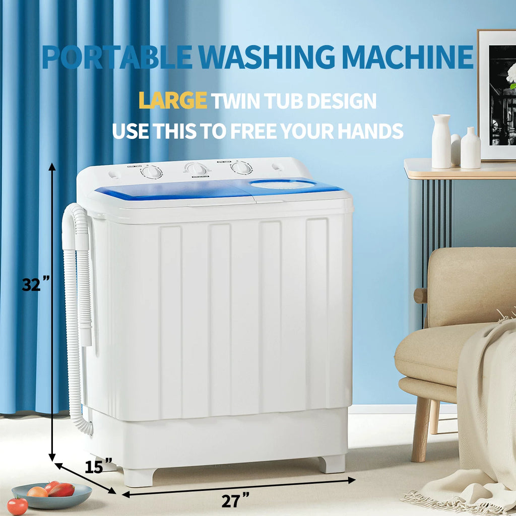 Portable 28lbs Twin Tub Semi-Automatic Washing Machine D392432