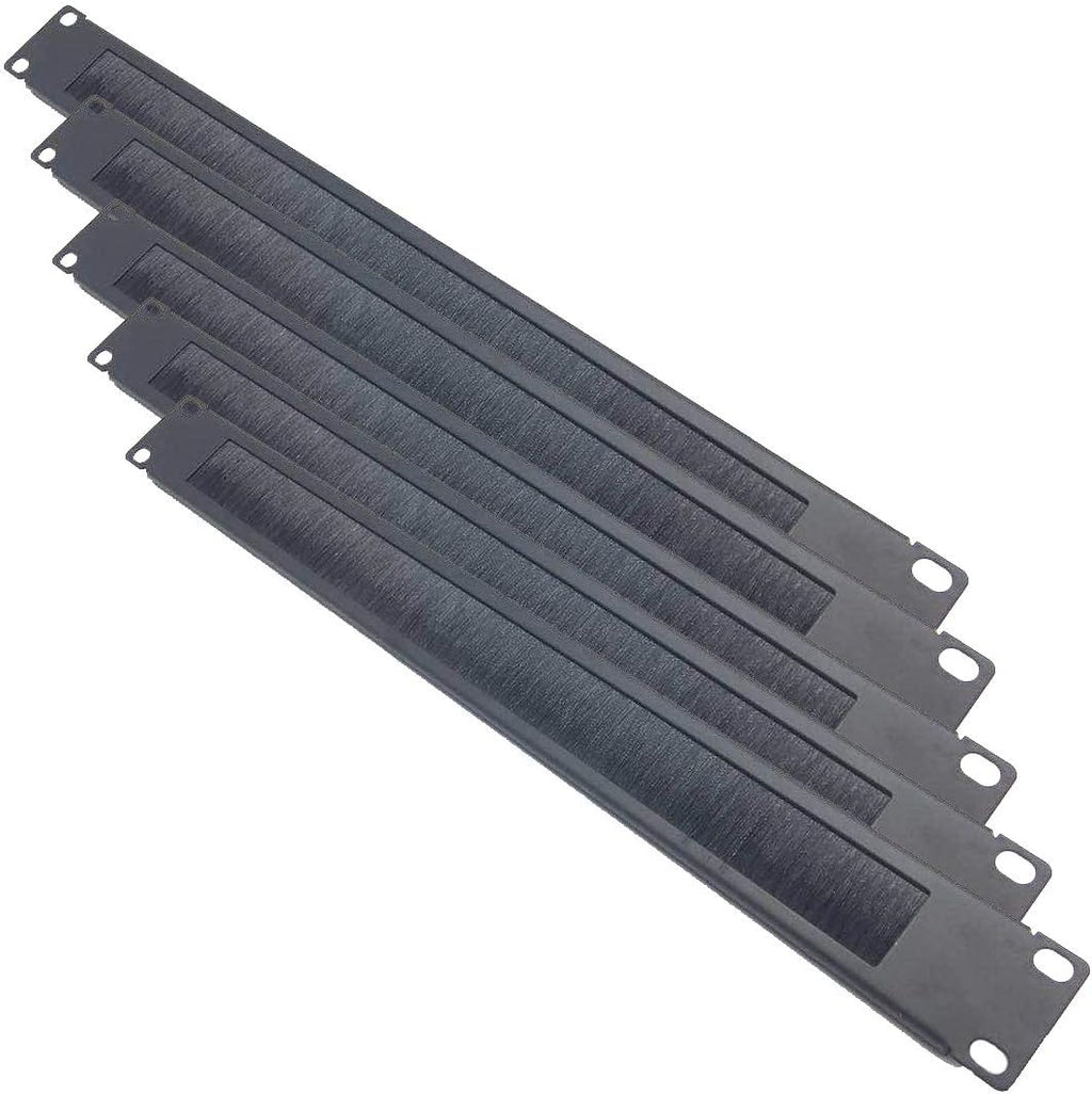 10 Pack 1U Horizontal Rack Mount Cable Management Panel with Cable Entry Brush Black R685