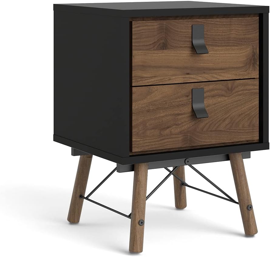 Black Matte 2 Drawer Nightstand K393468