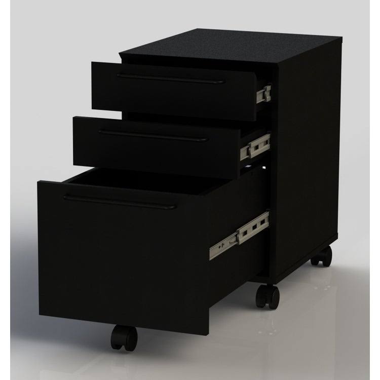 White Engineered Wood Mobile Pedestal with Castors D3769