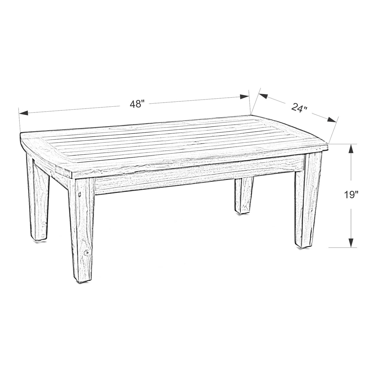 Grade A Teak Outdoor Rectangular Coffee Table G533980
