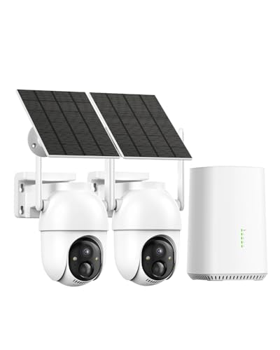 2 Cam Kit Solar Powered 2K Color Night Vision Security Cameras L5113