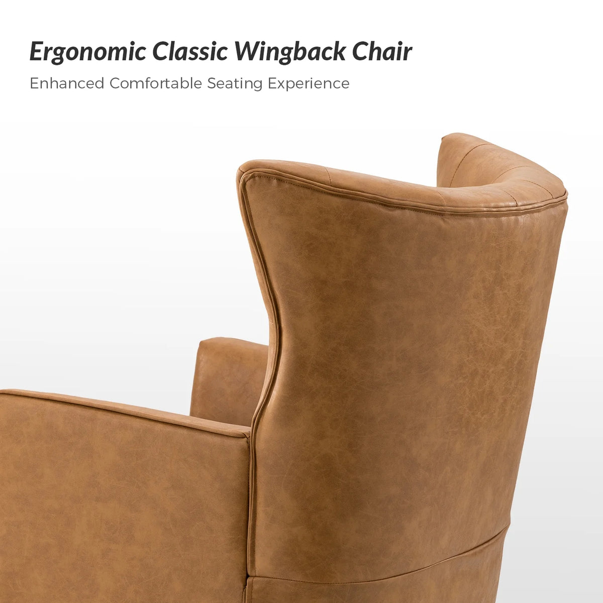 Faux Leather Upholstered Accent Chair with Solid Wood Legs O560