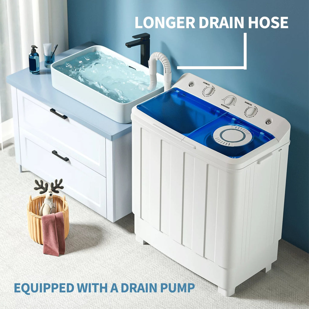 Portable 28lbs Twin Tub Semi-Automatic Washing Machine D392432