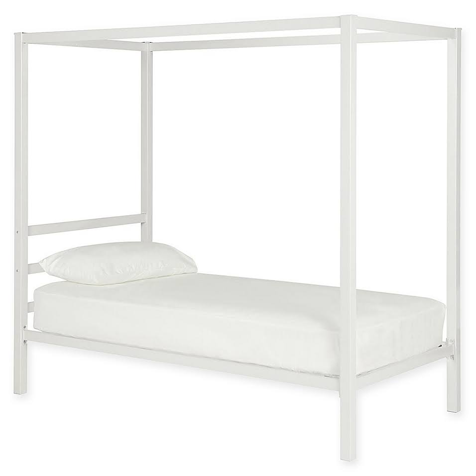 White Metal Canopy Bed Twin Size H604