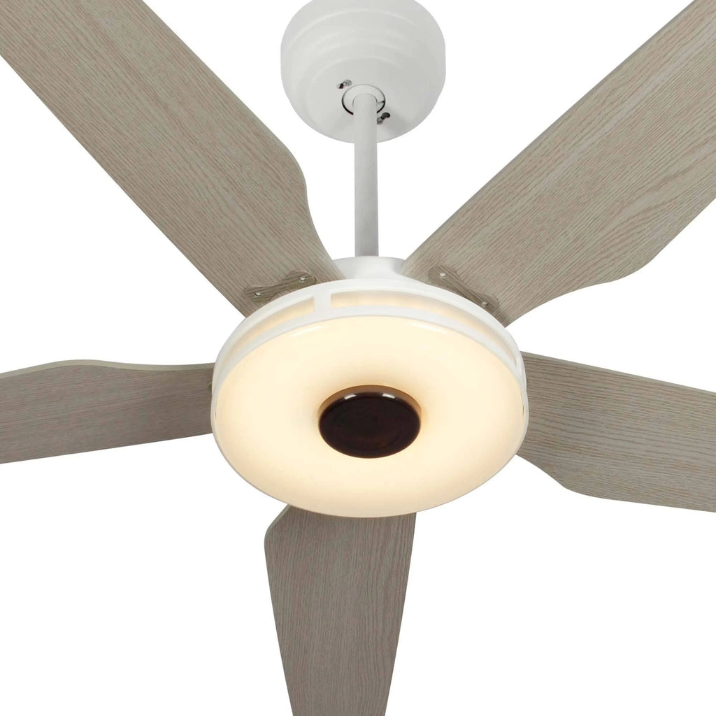White Modern Wood Ceiling Fan T7609