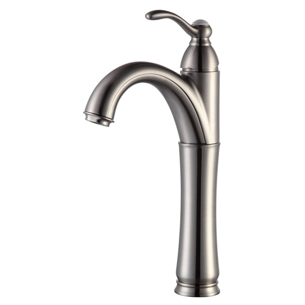 Glass Circular Vessel Bathroom Sink with Faucet, Satin Nickel E50329