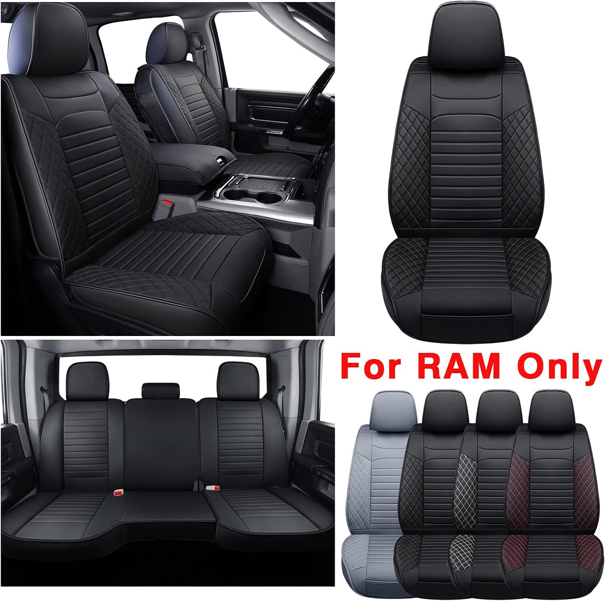 Black Waterproof Faux Leather Front Seat Covers M8598