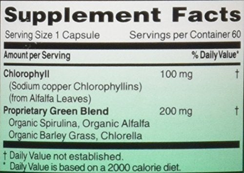 100 mg Chlorophyll Capsules, 60 capsules B8075