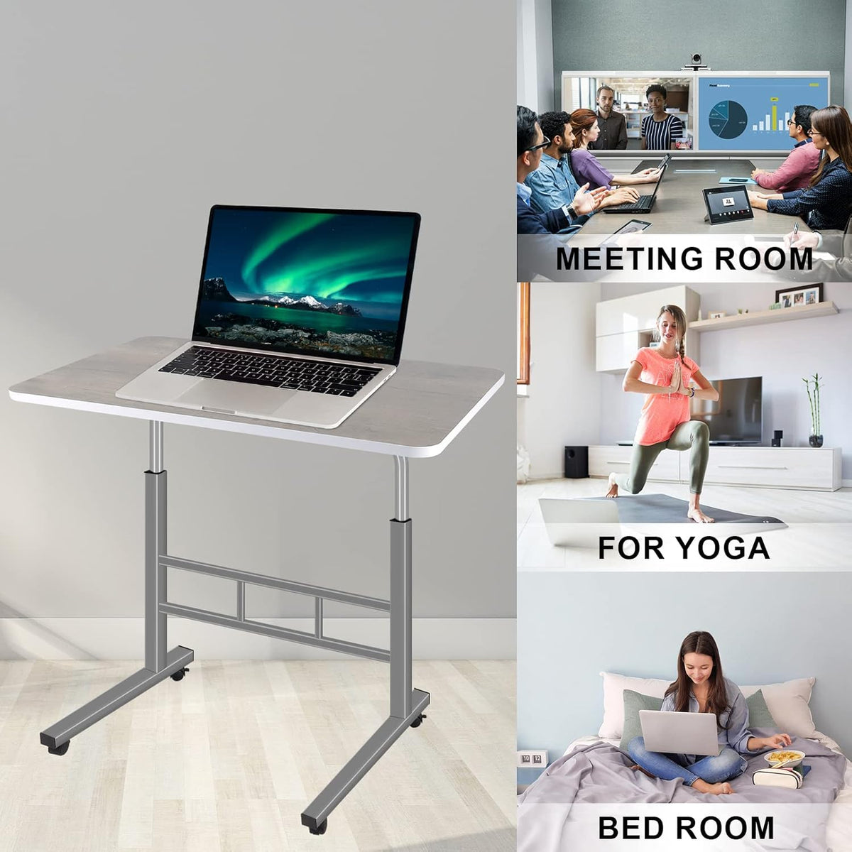 Height Adjustable Rolling Desk Cart with Wheels O728498