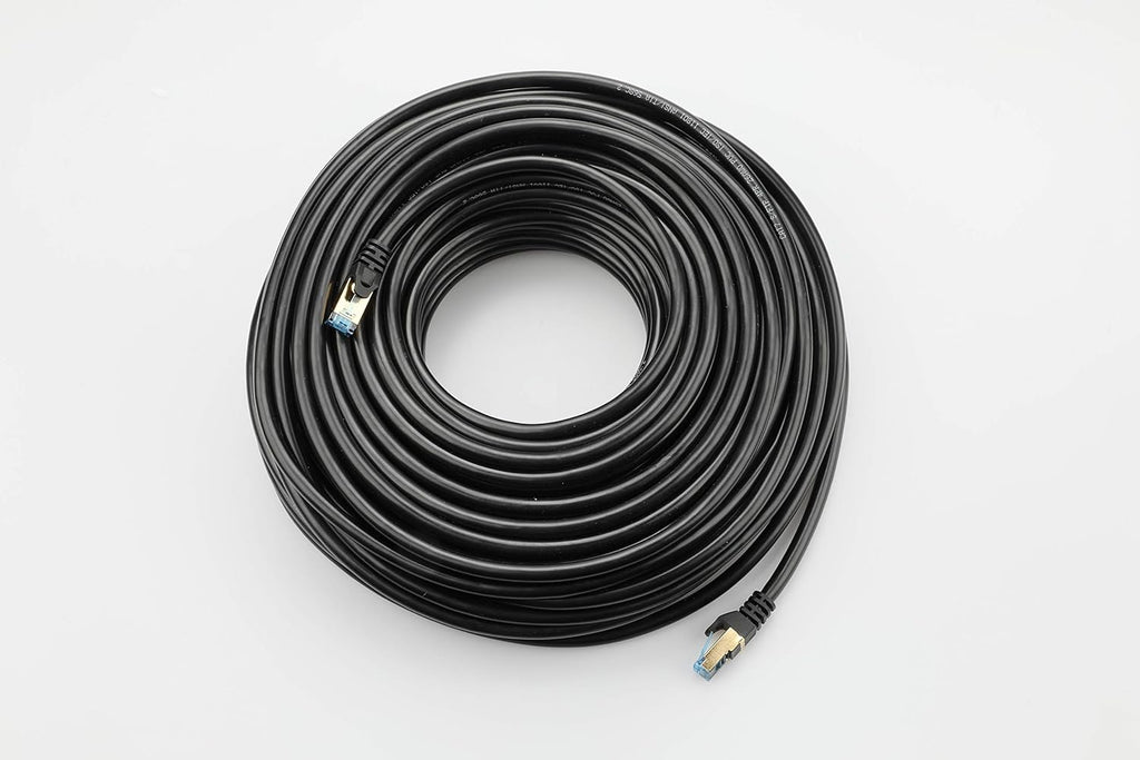 Outdoor Cat7 Ethernet Cable 150 ft Double Shielded SSTP 10Gbps 600MHz 26AWG Heavy-Duty Ethernet Patch Cable D9111