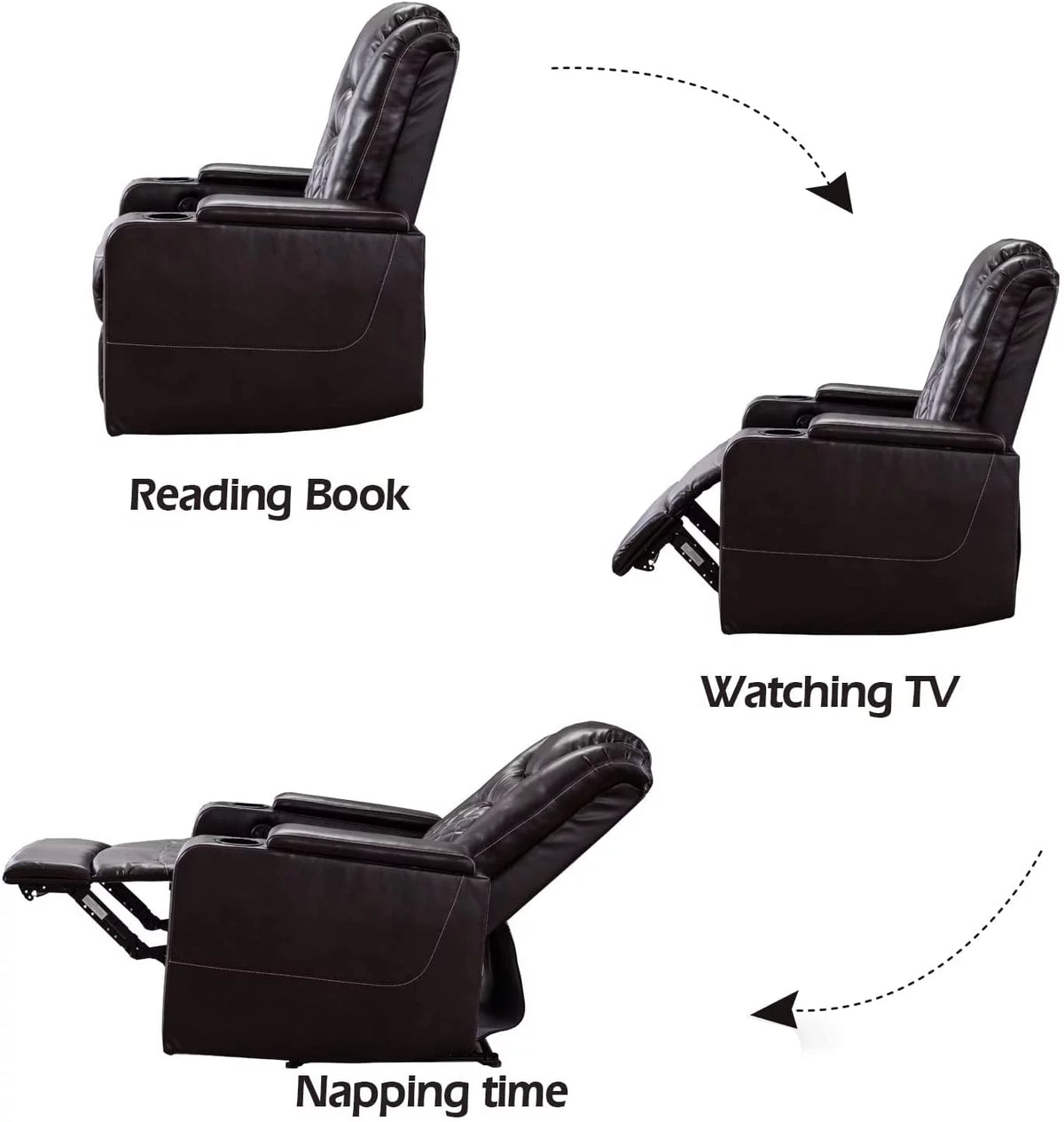 Brown Leather Power Recliner Chair K5730