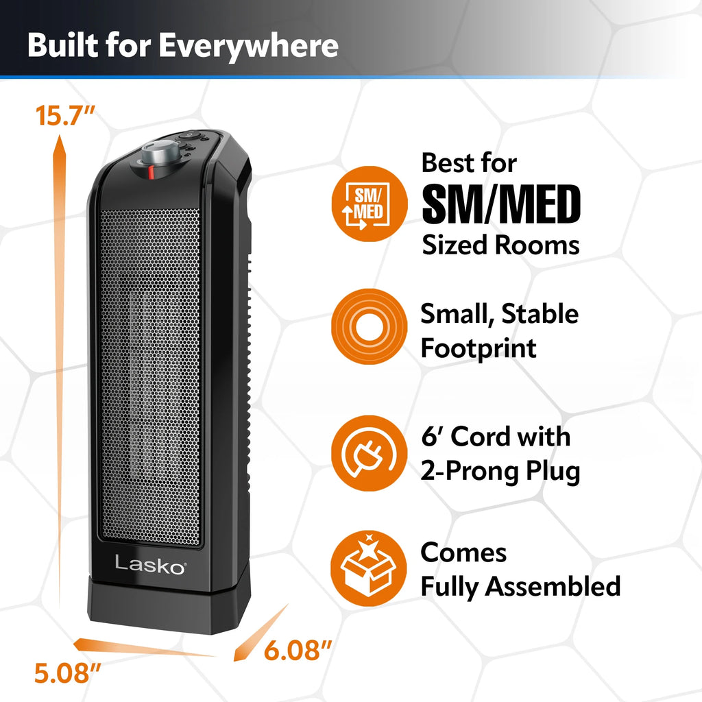 16" 1500W Oscillating Ceramic Tower Space Heater C81700