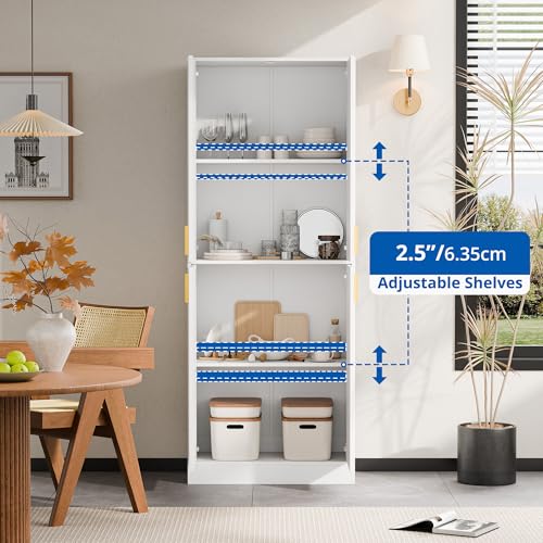 Gray 71" Tall Wood Storage Cabinet with Doors and Shelves H3920