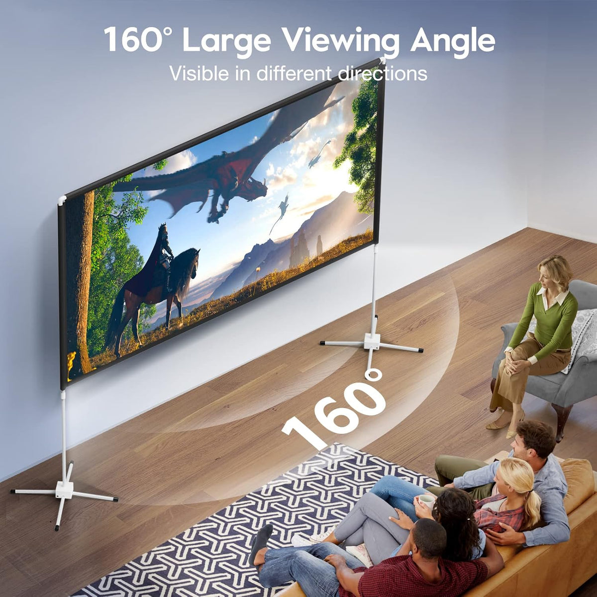 120 inch 16:9 4K Portable Projector Screen with Stand and Carry Bag S707711