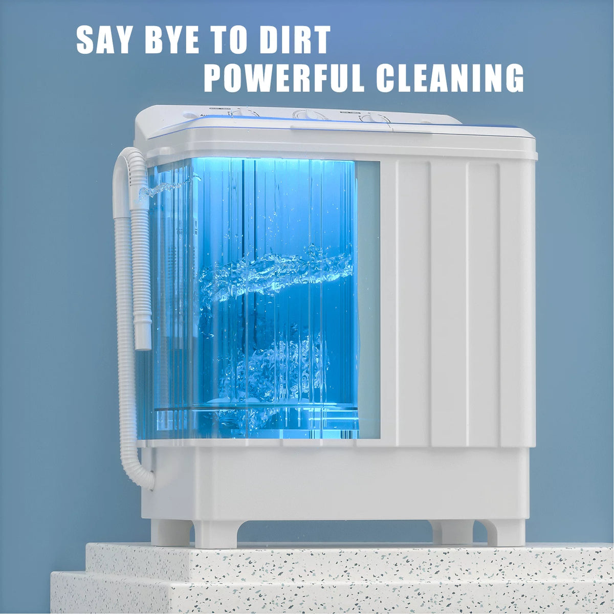 Portable 28lbs Twin Tub Semi-Automatic Washing Machine D392432
