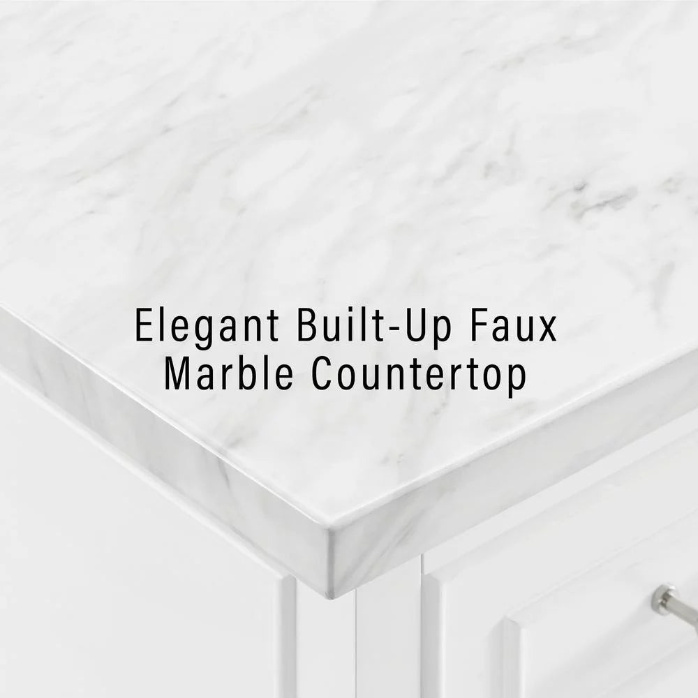 White 3-Piece Wood Kitchen Island with X-Back Stools I61221