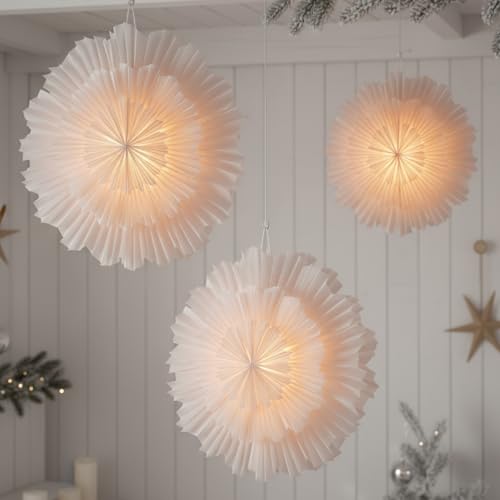 3 Pcs 15.7 Inch Christmas Paper Snowflake Lantern Set K45912