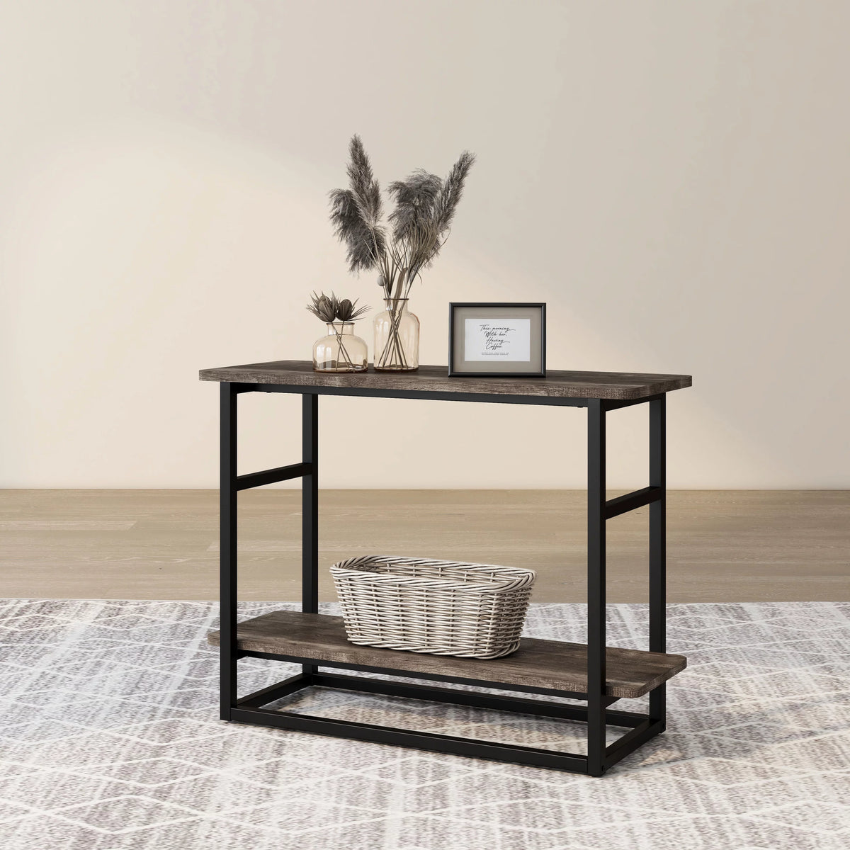 Oak Side Table with Lower Shelf P92013