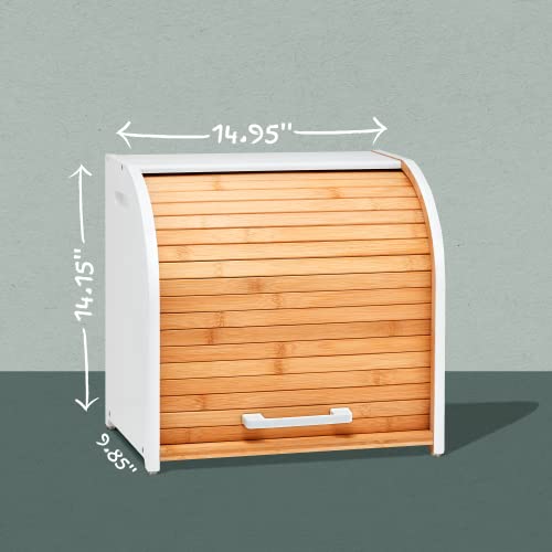 Bamboo Double Layer Roll Top Bread Box O771