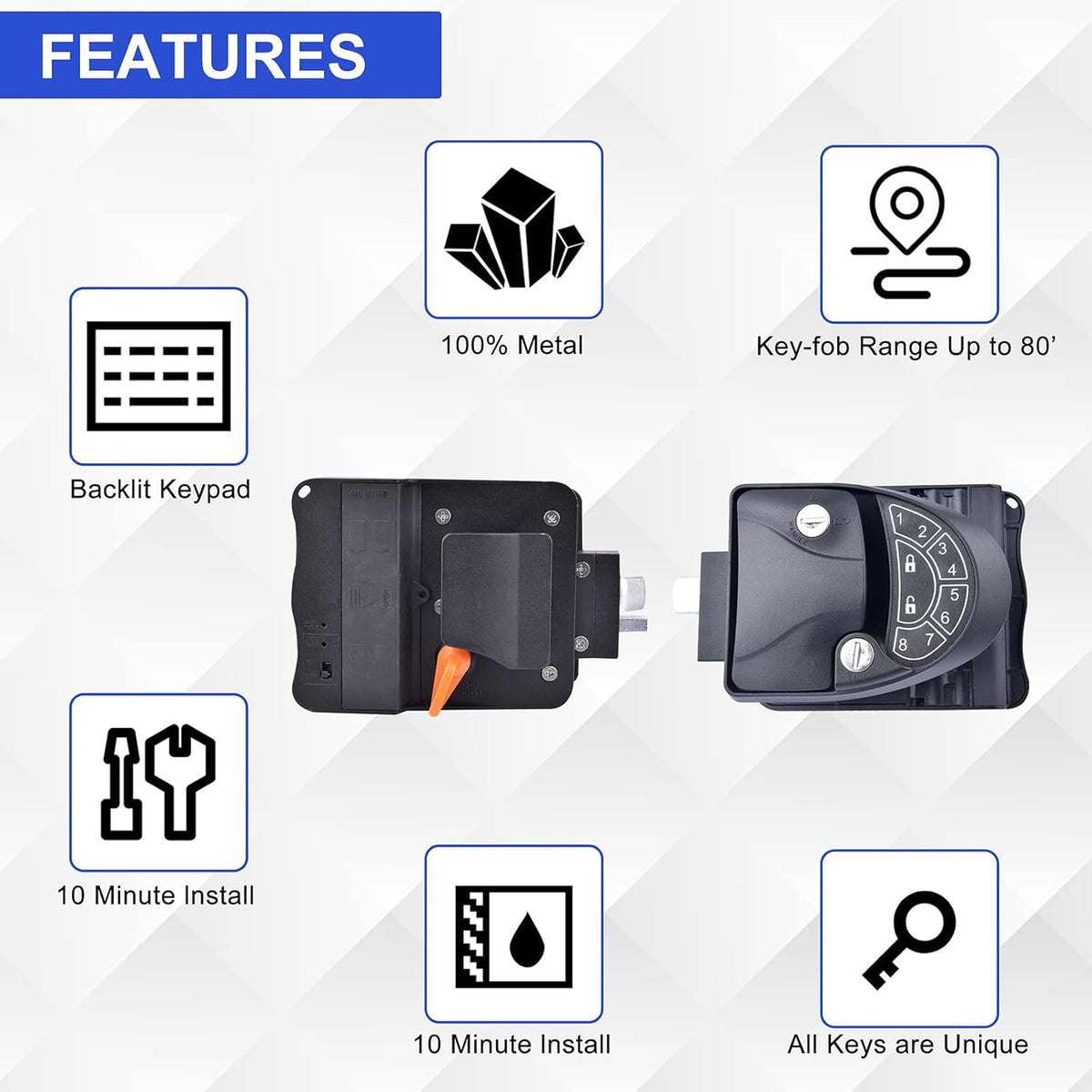 Waterproof Shockproof Metal RV Door Lock with Keypad X70587