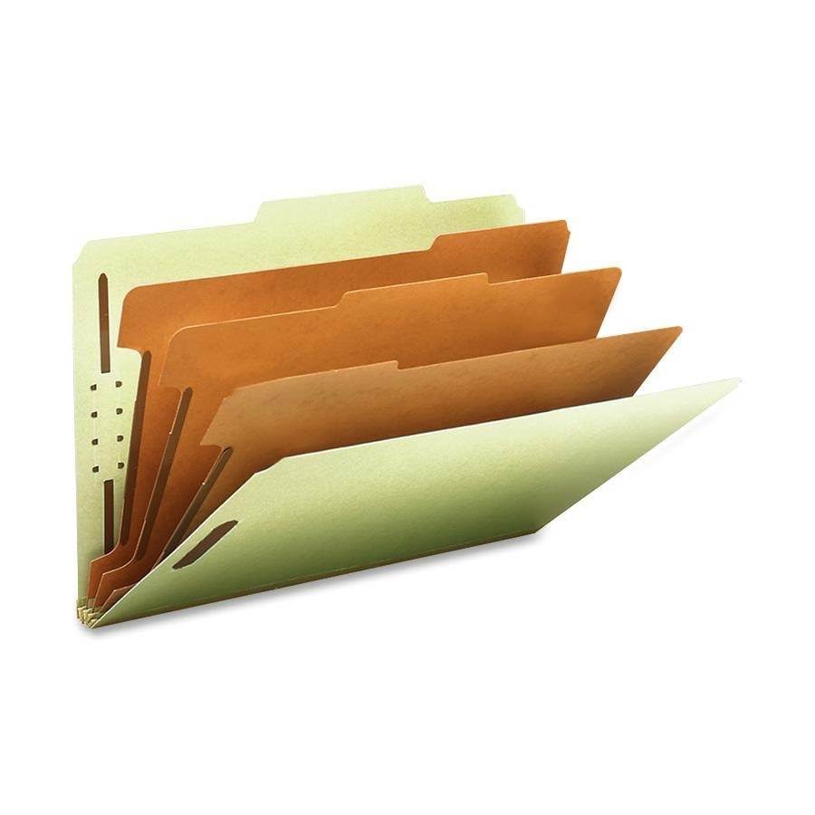 Legal Eight-Section Gray/Green Pressboard Classification Folders 10/Box Z68032