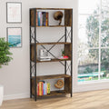 5 Tier Industrial Bookshelf with Metal Frame Retro Brown C16506