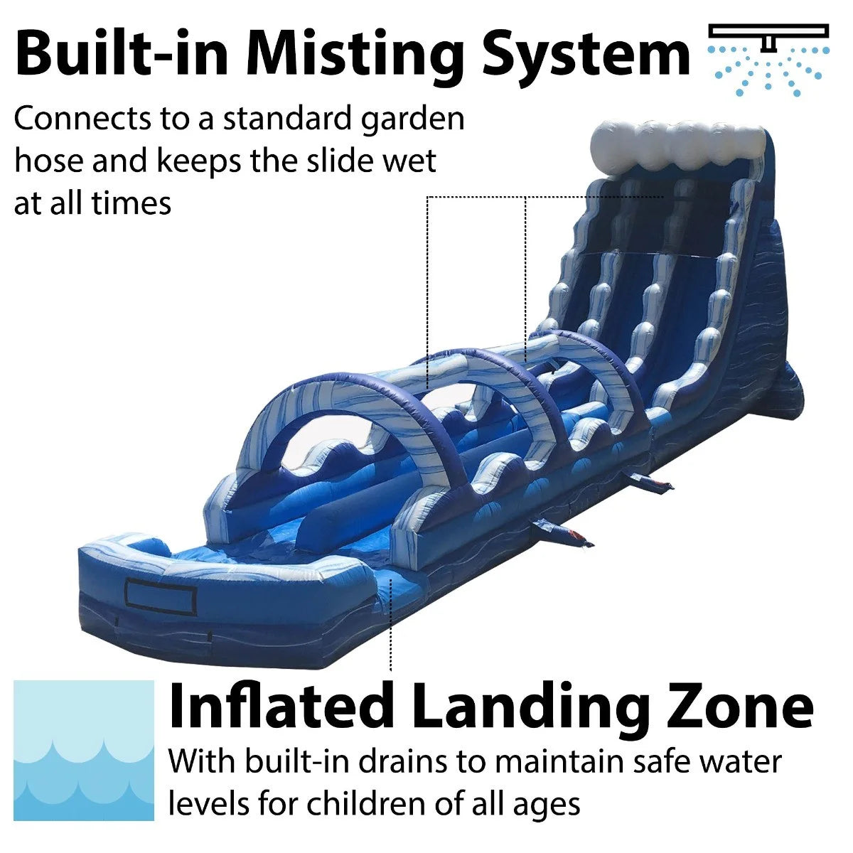 65' Commercial Inflatable Water Slide Blue Marble with Blower X862