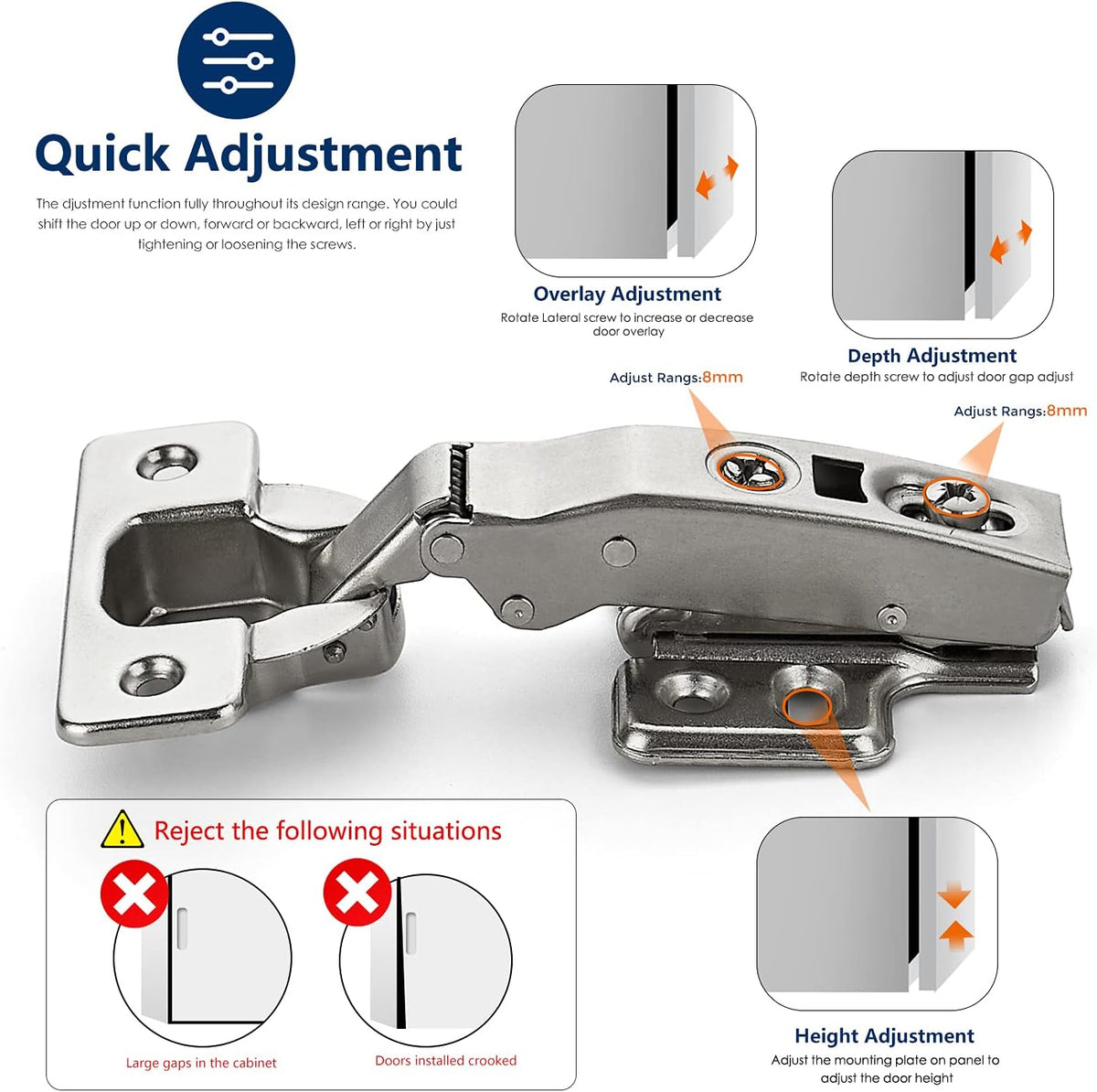 50 Pack 25 Pairs Soft Close Full Overlay Cabinet Door Hinges G878823