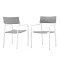 White Grey Aluminum Set of 2 Lounge Chair I78533