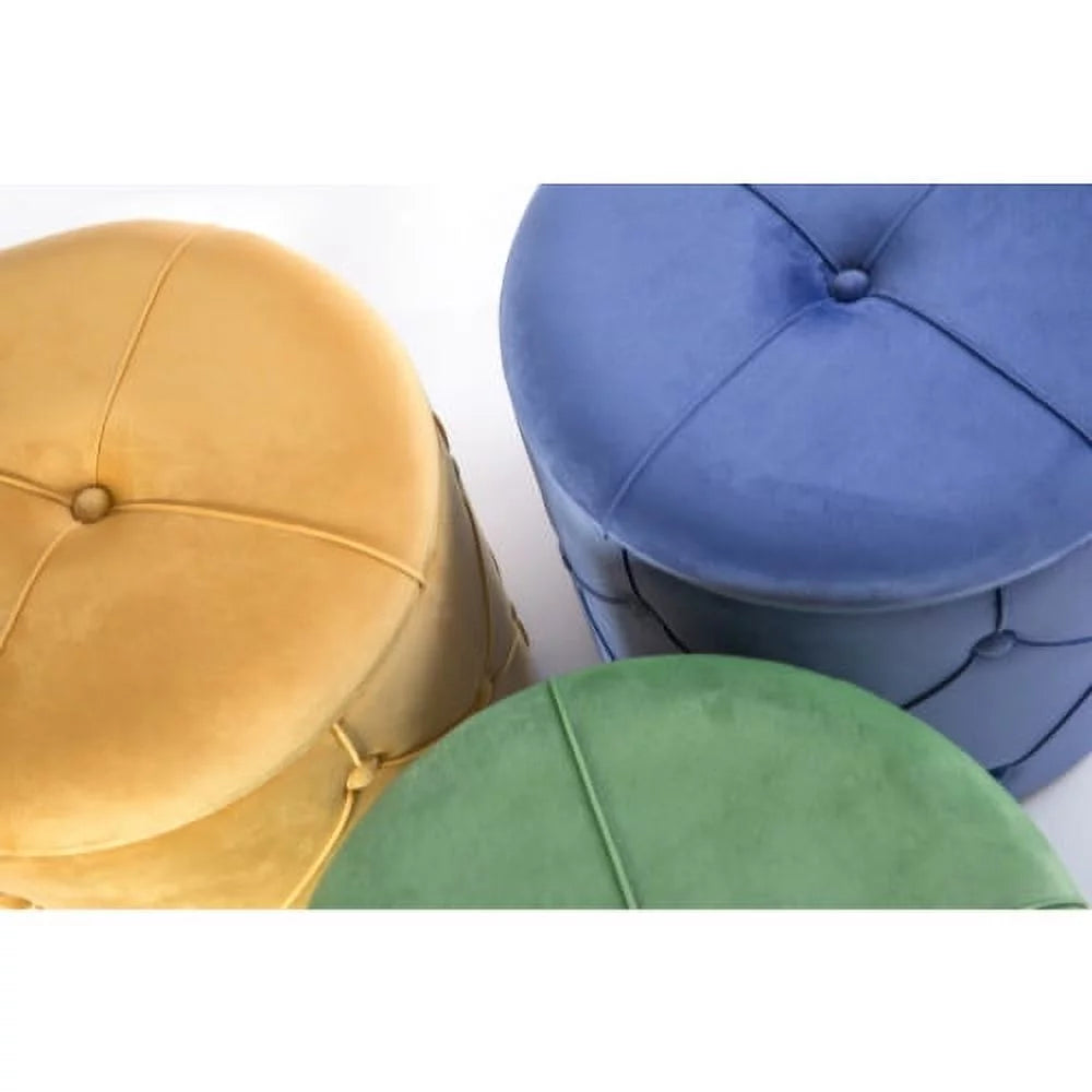 Round Wooden Velvet Ottoman Stool with Lid Z730234