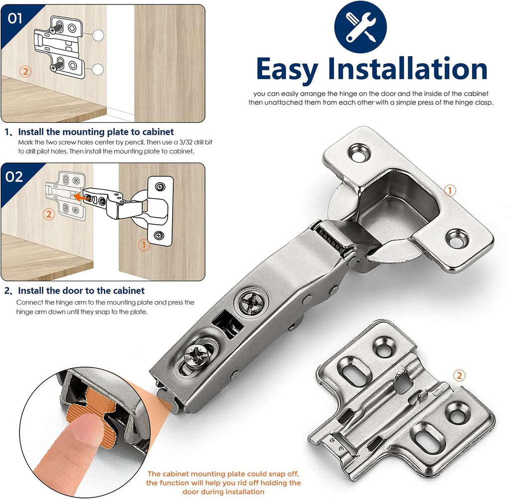 50 Pack 25 Pairs Soft Close Full Overlay Cabinet Door Hinges G878823