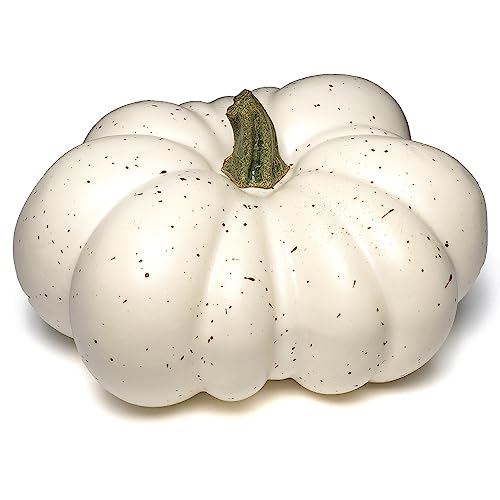 Large Artificial Pumpkin 12.6inch White Speckles J865381