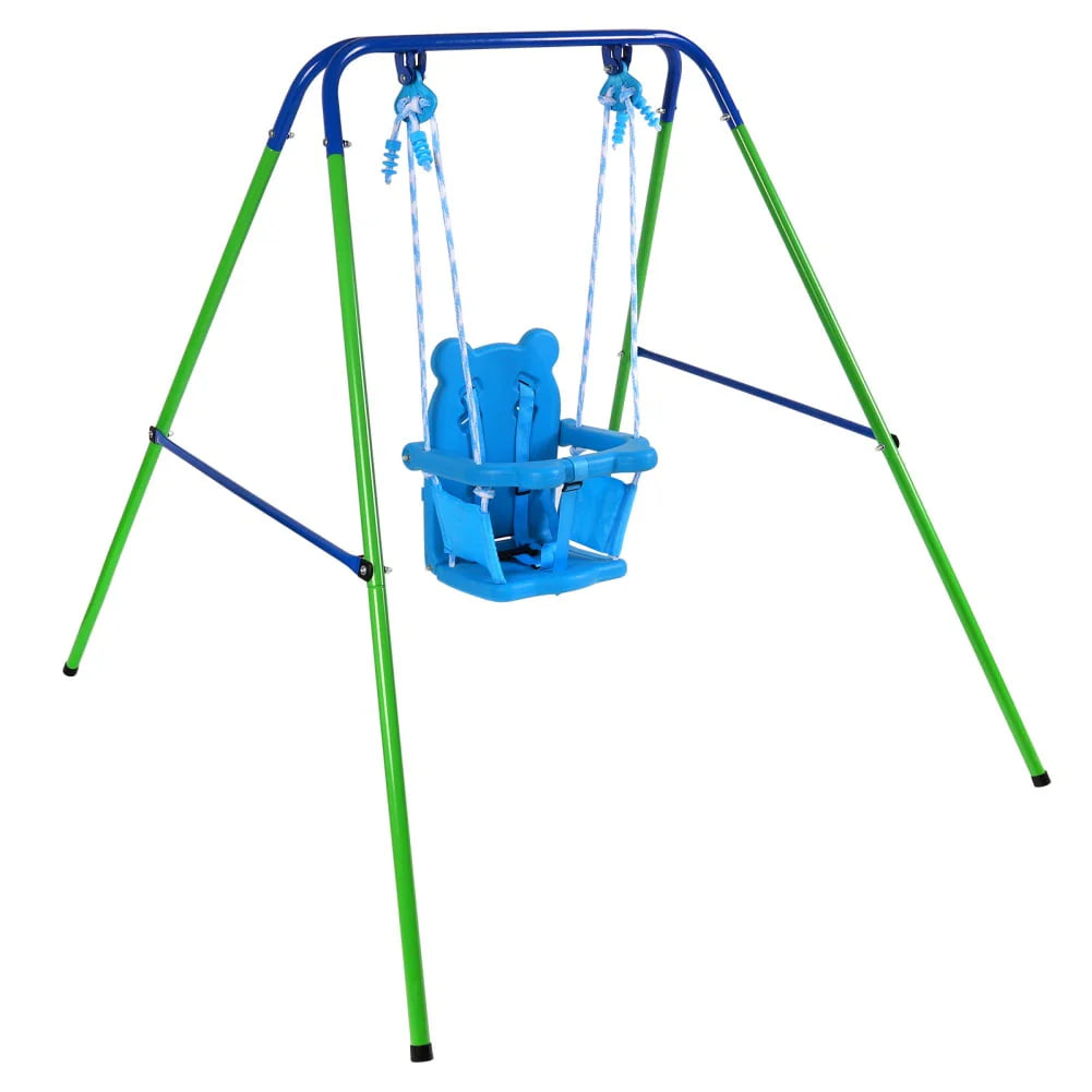 Folding Metal Toddler Swing Set with Safety Seat C4203