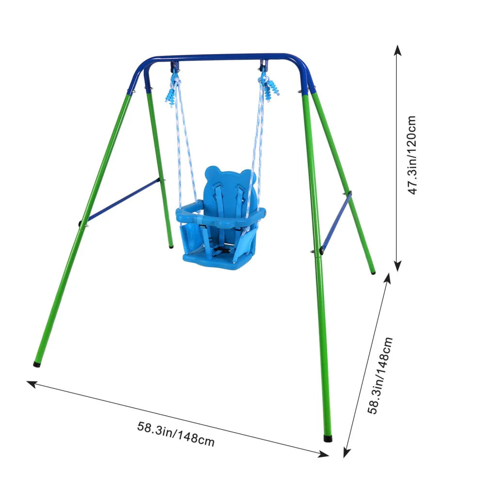 Folding Metal Toddler Swing Set with Safety Seat C4203